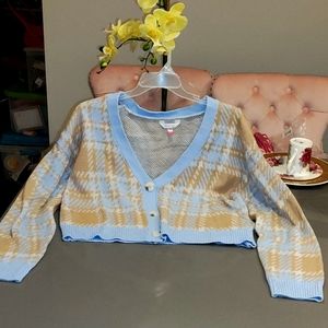 Juniors crop top sweater cardigan
